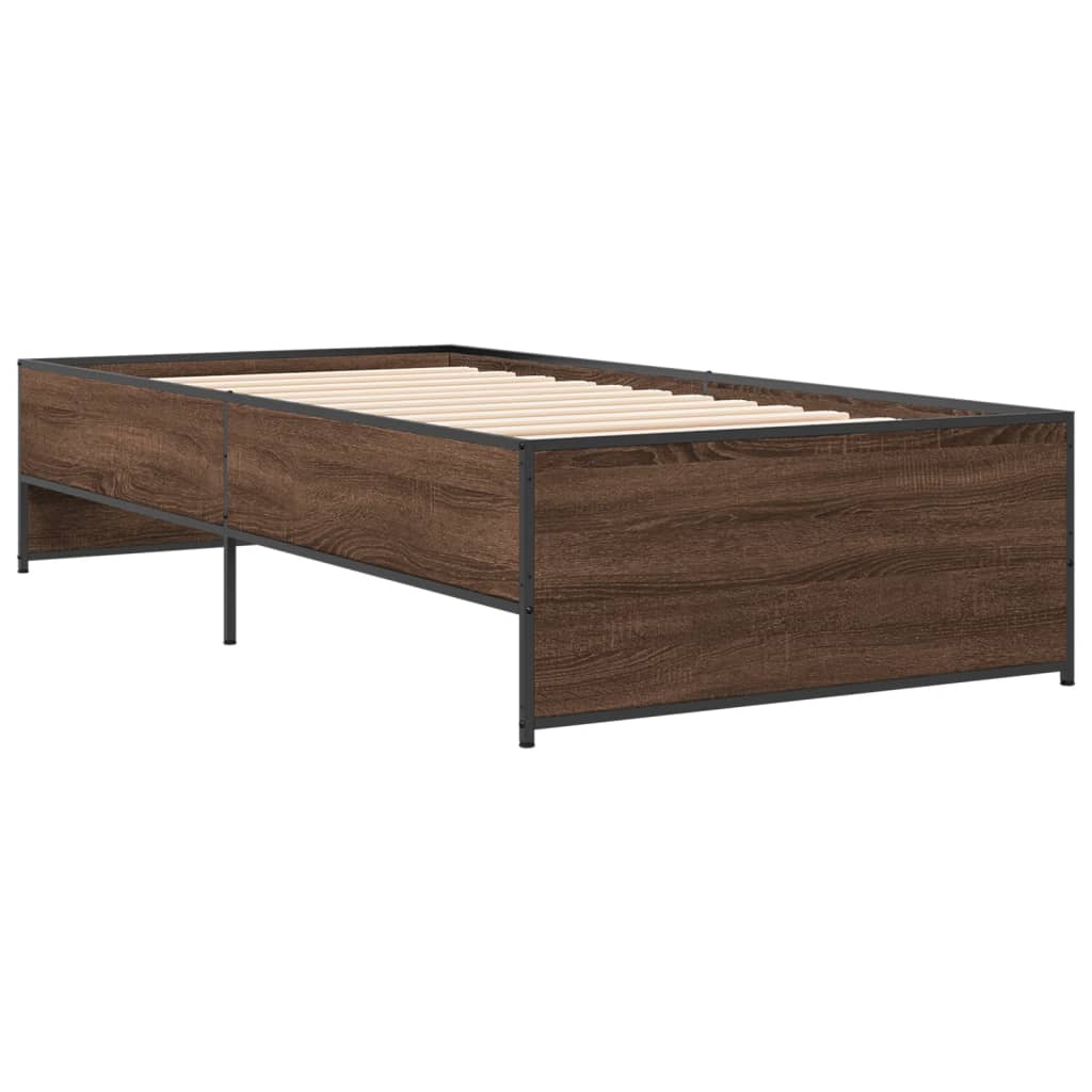 Bed Frame without Mattress Brown Oak 75x190 cm Small Single